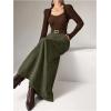 image:imageMakeMeChic Womens Business Casual Corduroy Skirt High Waisted Zip Up A Line Maxi SkirtsArmy Green