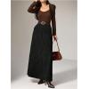image:imageMakeMeChic Womens Business Casual Corduroy Skirt High Waisted Zip Up A Line Maxi SkirtsBlack