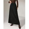 image:imageMakeMeChic Womens Business Casual Corduroy Skirt High Waisted Zip Up A Line Maxi SkirtsBlack