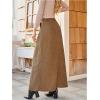 image:imageMakeMeChic Womens Business Casual Corduroy Skirt High Waisted Zip Up A Line Maxi SkirtsCoffee Brown
