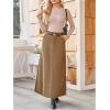 image:imageMakeMeChic Womens Business Casual Corduroy Skirt High Waisted Zip Up A Line Maxi SkirtsCoffee Brown