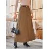 image:imageMakeMeChic Womens Business Casual Corduroy Skirt High Waisted Zip Up A Line Maxi SkirtsCoffee Brown