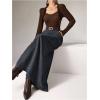 image:imageMakeMeChic Womens Business Casual Corduroy Skirt High Waisted Zip Up A Line Maxi SkirtsGrey