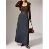 image:imageMakeMeChic Womens Business Casual Corduroy Skirt High Waisted Zip Up A Line Maxi SkirtsGrey