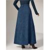 image:imageMakeMeChic Womens Business Casual Corduroy Skirt High Waisted Zip Up A Line Maxi SkirtsMedium Wash