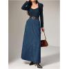image:imageMakeMeChic Womens Business Casual Corduroy Skirt High Waisted Zip Up A Line Maxi SkirtsMedium Wash