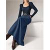 image:imageMakeMeChic Womens Business Casual Corduroy Skirt High Waisted Zip Up A Line Maxi SkirtsMedium Wash
