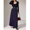 image:imageMakeMeChic Womens Business Casual Corduroy Skirt High Waisted Zip Up A Line Maxi SkirtsPurple