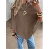 image:imageMakeMeChic Womens Cape Poncho Sweater Cloak Sleeve Boat Neck Asymmetrical Rib Knitted TopsMocha Brown