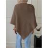 image:imageMakeMeChic Womens Cape Poncho Sweater Cloak Sleeve Boat Neck Asymmetrical Rib Knitted TopsMocha Brown