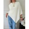 image:imageMakeMeChic Womens Cape Poncho Sweater Cloak Sleeve Boat Neck Asymmetrical Rib Knitted TopsWhite