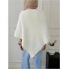 image:imageMakeMeChic Womens Cape Poncho Sweater Cloak Sleeve Boat Neck Asymmetrical Rib Knitted TopsWhite