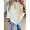 image:imageMakeMeChic Womens Cape Poncho Sweater Cloak Sleeve Boat Neck Asymmetrical Rib Knitted TopsWhite