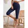 image:imageMakeMeChic Womens Capri Pants High Waist Leggings Soft Stretch Business Casual Yoga Dress PantsBlue