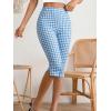 image:imageMakeMeChic Womens Capri Pants High Waist Leggings Soft Stretch Business Casual Yoga Dress PantsBlue and White