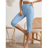image:imageMakeMeChic Womens Capri Pants High Waist Leggings Soft Stretch Business Casual Yoga Dress PantsBlue and White