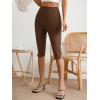 image:imageMakeMeChic Womens Capri Pants High Waist Leggings Soft Stretch Business Casual Yoga Dress PantsBrown