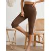 image:imageMakeMeChic Womens Capri Pants High Waist Leggings Soft Stretch Business Casual Yoga Dress PantsBrown
