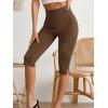image:imageMakeMeChic Womens Capri Pants High Waist Leggings Soft Stretch Business Casual Yoga Dress PantsBrown