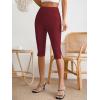 image:imageMakeMeChic Womens Capri Pants High Waist Leggings Soft Stretch Business Casual Yoga Dress PantsBurgundy