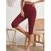 image:imageMakeMeChic Womens Capri Pants High Waist Leggings Soft Stretch Business Casual Yoga Dress PantsBurgundy