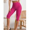 image:imageMakeMeChic Womens Capri Pants High Waist Leggings Soft Stretch Business Casual Yoga Dress PantsHot Pink