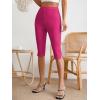 image:imageMakeMeChic Womens Capri Pants High Waist Leggings Soft Stretch Business Casual Yoga Dress PantsHot Pink