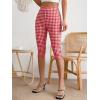 image:imageMakeMeChic Womens Capri Pants High Waist Leggings Soft Stretch Business Casual Yoga Dress PantsRed and White