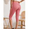 image:imageMakeMeChic Womens Capri Pants High Waist Leggings Soft Stretch Business Casual Yoga Dress PantsRed and White