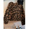 image:imageMakeMeChic Womens Cheetah Print Jackets Winter Faux Fur Coat Y2K Long Sleeve Button Down JacketsDeep Brown