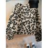 image:imageMakeMeChic Womens Cheetah Print Jackets Winter Faux Fur Coat Y2K Long Sleeve Button Down JacketsMulticolor B