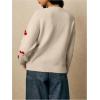image:imageMakeMeChic Womens Cherry Embroidery Sweater Valentines Long Sleeve Knitted Winter PulloversApricot