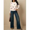 image:imageMakeMeChic Womens Cherry Embroidery Sweater Valentines Long Sleeve Knitted Winter PulloversBeige