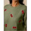 image:imageMakeMeChic Womens Cherry Embroidery Sweater Valentines Long Sleeve Knitted Winter PulloversGreen