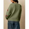 image:imageMakeMeChic Womens Cherry Embroidery Sweater Valentines Long Sleeve Knitted Winter PulloversGreen