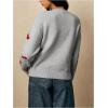 image:imageMakeMeChic Womens Cherry Embroidery Sweater Valentines Long Sleeve Knitted Winter PulloversGrey