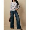 image:imageMakeMeChic Womens Cherry Embroidery Sweater Valentines Long Sleeve Knitted Winter PulloversGrey