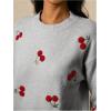 image:imageMakeMeChic Womens Cherry Embroidery Sweater Valentines Long Sleeve Knitted Winter PulloversGrey