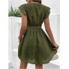image:imageMakeMeChic Womens Contrast Lace Mini Dress Ruffle Sleeve V Neck Boho Beach Vacation Summer DressesArmy Green