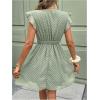 image:imageMakeMeChic Womens Contrast Lace Mini Dress Ruffle Sleeve V Neck Boho Beach Vacation Summer DressesGreen