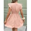 image:imageMakeMeChic Womens Contrast Lace Mini Dress Ruffle Sleeve V Neck Boho Beach Vacation Summer DressesPink