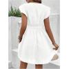 image:imageMakeMeChic Womens Contrast Lace Mini Dress Ruffle Sleeve V Neck Boho Beach Vacation Summer DressesWhite