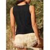 image:imageMakeMeChic Womens Corset Floral Embroidery Faux Suede Renaissance Costume Lace up Front Vest TopsBlack