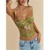 image:imageMakeMeChic Womens Corset Tops Crop Going Out Bustier Tops Floral Print Lace Sleeveless CamisoleGreen