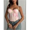 image:imageMakeMeChic Womens Corset Tops Crop Going Out Bustier Tops Floral Print Lace Sleeveless CamisolePink