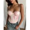 image:imageMakeMeChic Womens Corset Tops Crop Going Out Bustier Tops Floral Print Lace Sleeveless CamisolePink