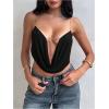 image:imageMakeMeChic Womens Country Concert Tops Y2K Draped Chain Strap Criss Cross Backless Crop CamisoleBlack