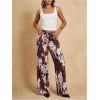 image:imageMakeMeChic Womens Cow Print Wide Leg Pants Low Waist Drawstring Baggy TrousersKhaki