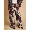 image:imageMakeMeChic Womens Cow Print Wide Leg Pants Low Waist Drawstring Baggy TrousersKhaki