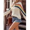 image:imageMakeMeChic Womens Crochet Cover Up Top Swimsuit Rainbow Hollow Out Long Sleeve Beach Pullover SweaterApricot
